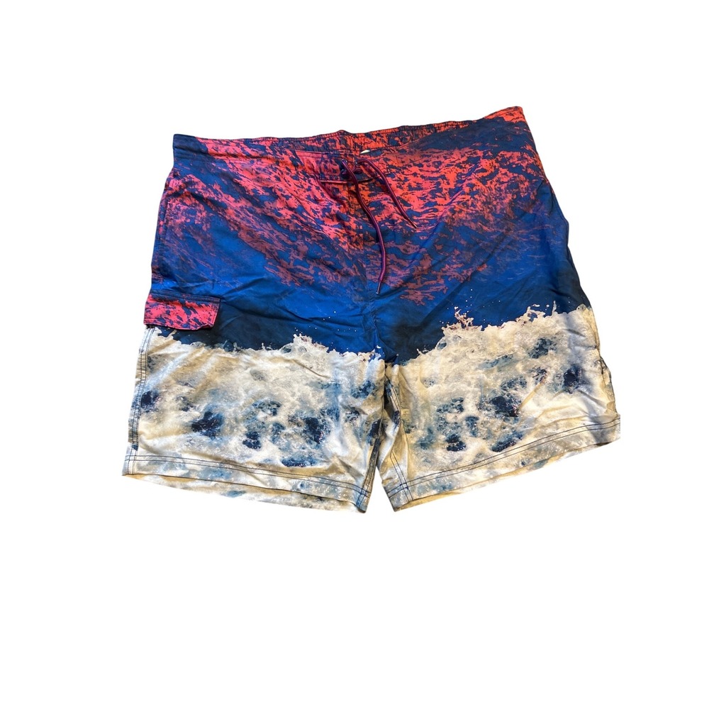 George Swim Trunks Graphic Print Drawstring Closure 3XL/3XG (48-50)‎ lined